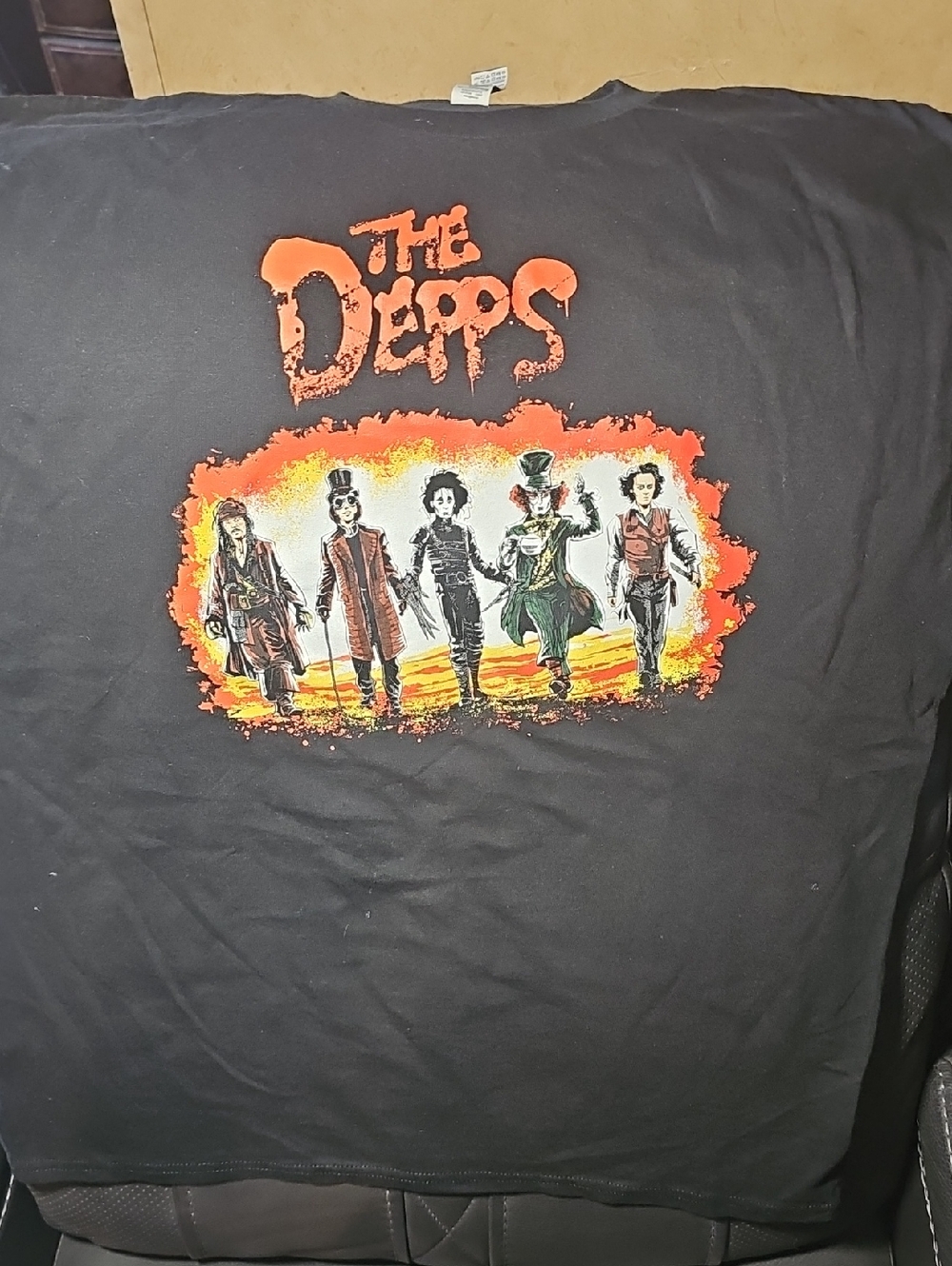 Black Graphic Tee "The Depps" with Colorful Character Print